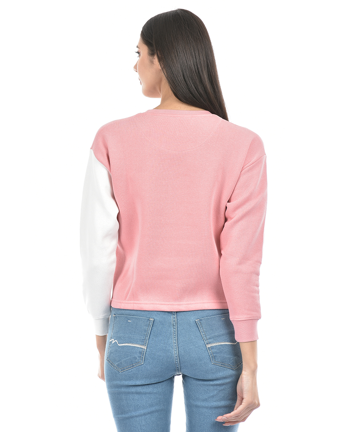 Numero Uno Women Color Block Pink Sweat Shirt